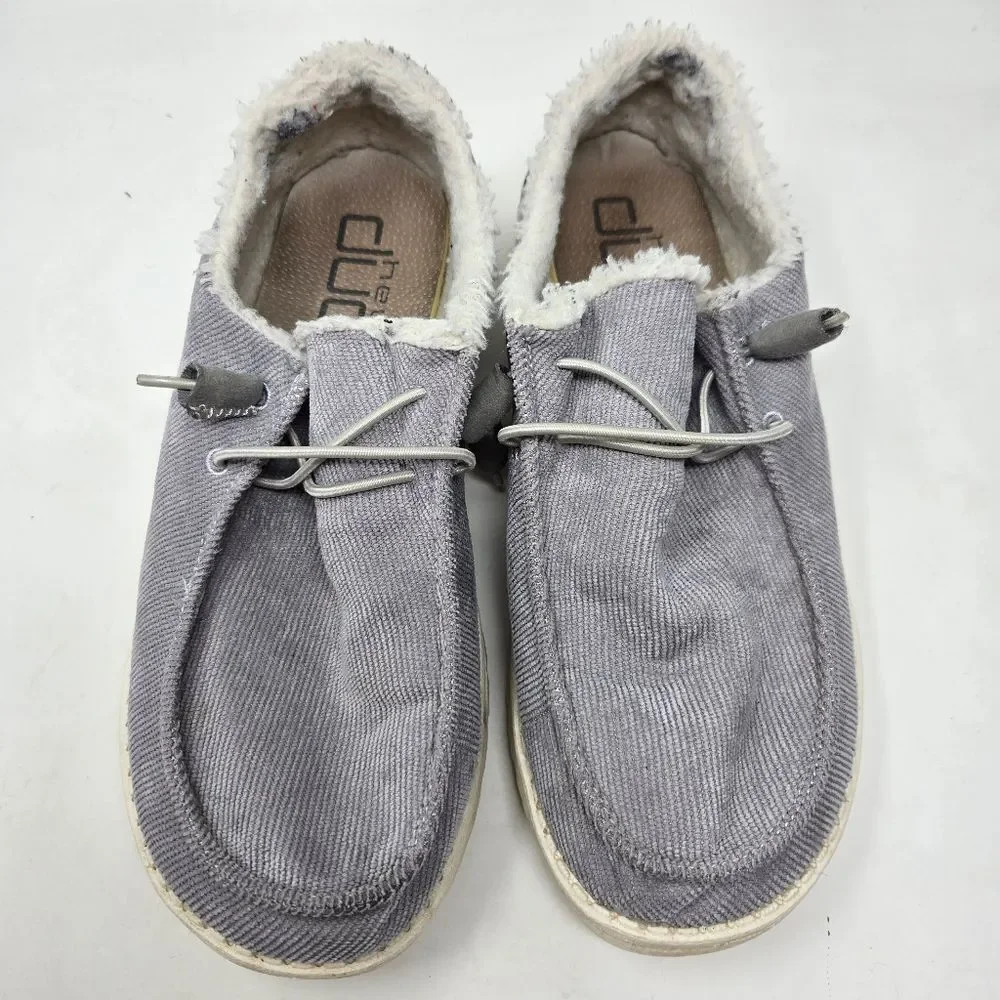 HEY DUDE Wendy‎ Corduroy Gray Slip On Loafers Shoes Women’s Size 9 Lined